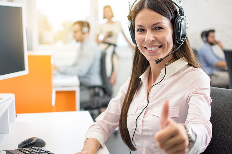 customer support service agent woman working in call center