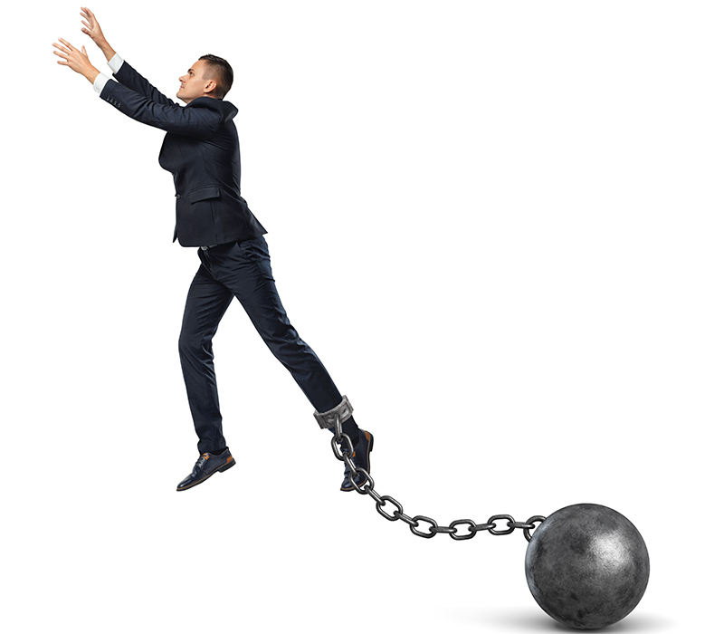 man with ball-and-chain
