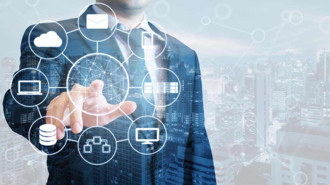 man accessing cloud services