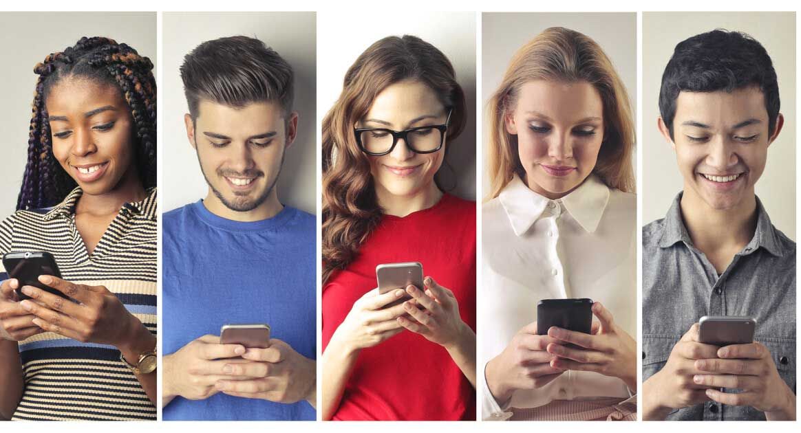 people on their mobile phones