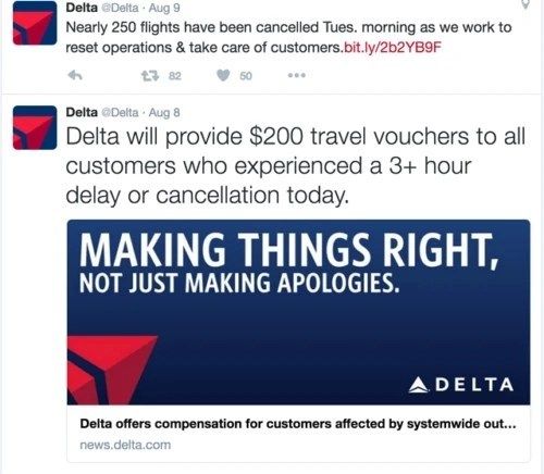Inform customers about service outages through social media