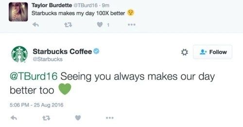 starbucks positive customer service tweet