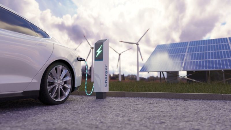 Electric vehicle using sustainable source, wind generator.