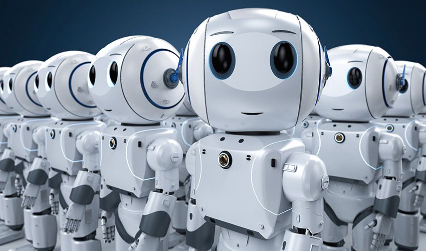 3D rendered cute AI robots