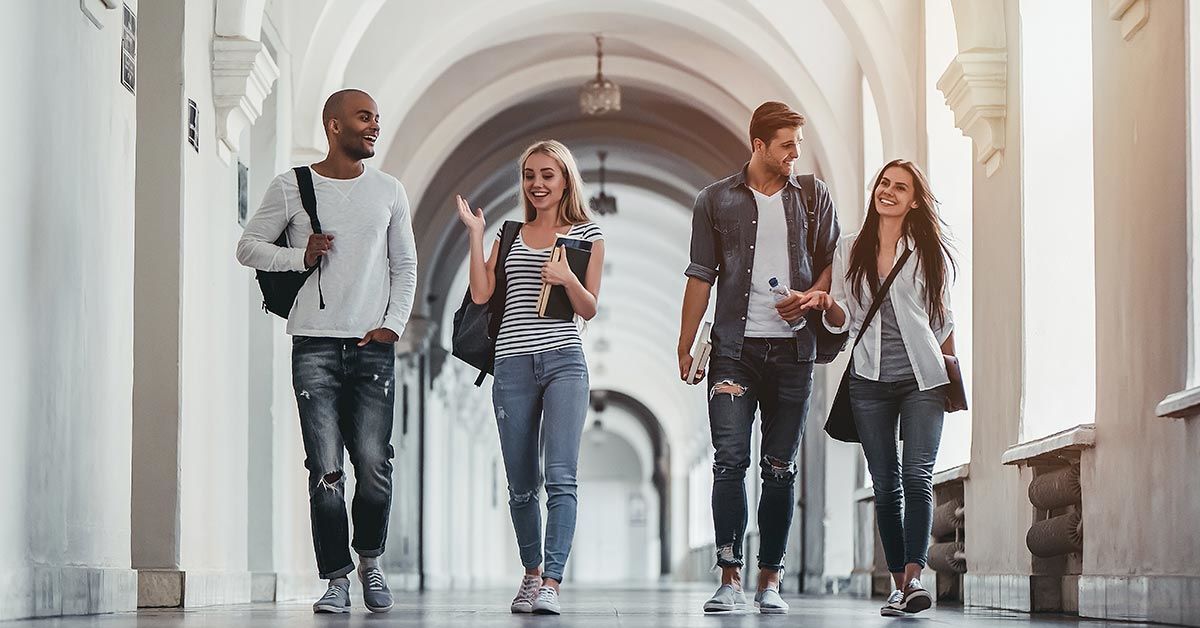 students walking in the hallway