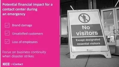 No visitors sign in front of business and tips on potential financial impact during an emergency