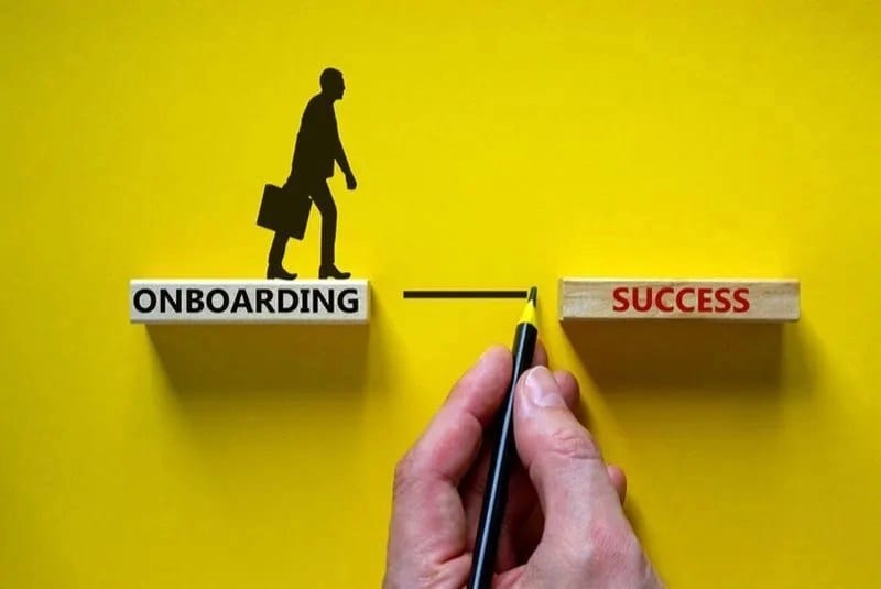 onboarding success symbol wooden blocks words