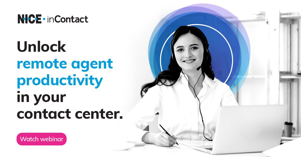 Graphic image encouraging readers to watch a webinar on engaging work from home call center agents