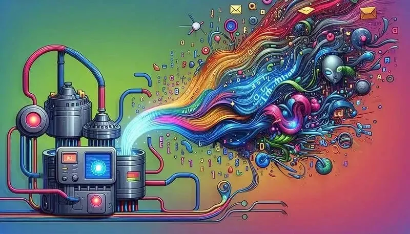 Illustration of generative AI transforming text into art