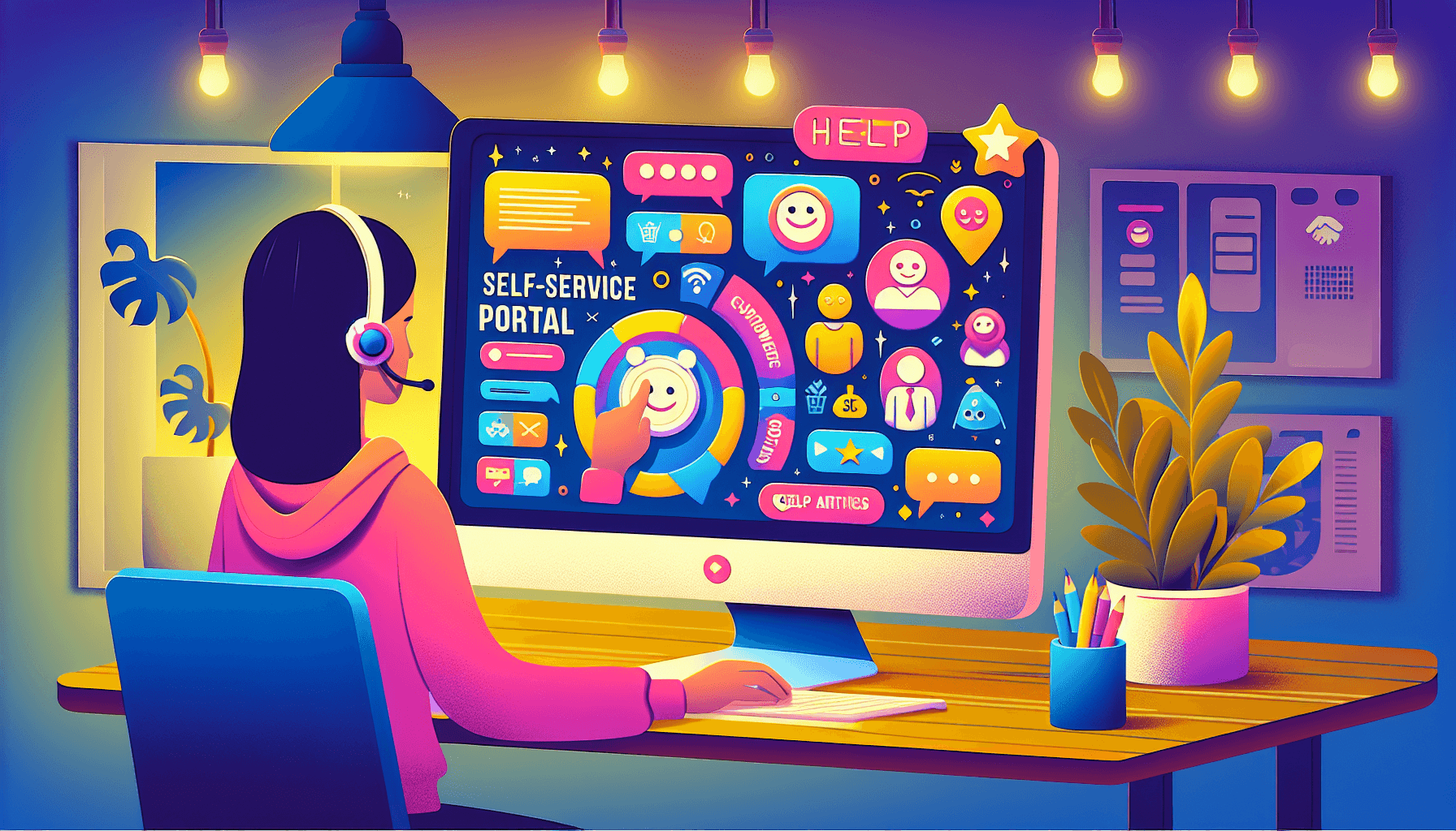 An illustration representing self service portals for customer support.