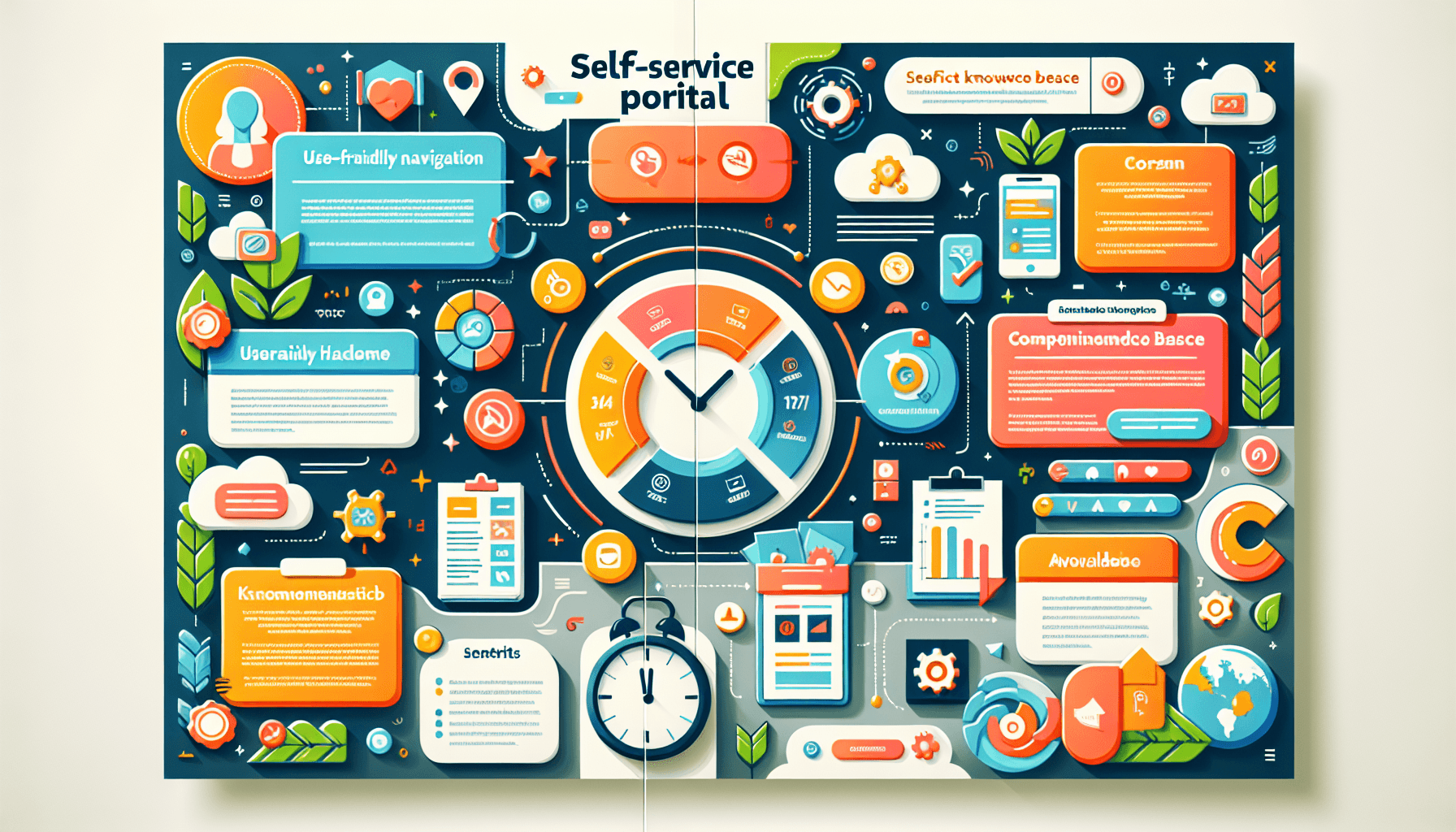 A visual representation of the key features of effective self-service portals.