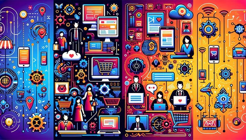 A visual representation of real-world examples of effective omnichannel communication in retail and technology sectors.