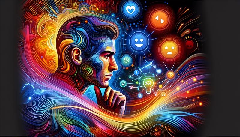 An illustration depicting the concept of emotion detection in voice AI, showcasing human-computer interaction.