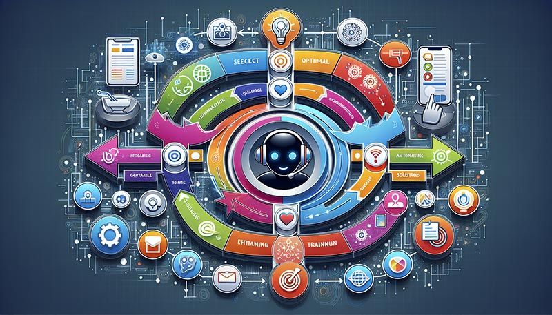 An illustration depicting the implementation process of AI voice assistants for customer experience.