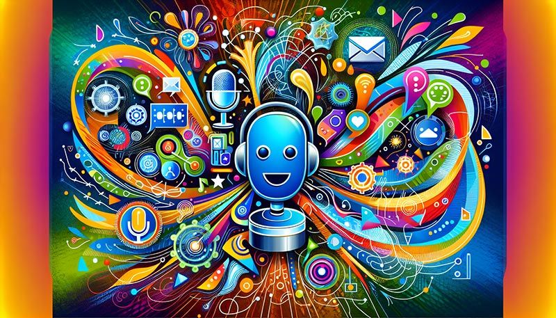 An illustration depicting various components of voice AI technology.