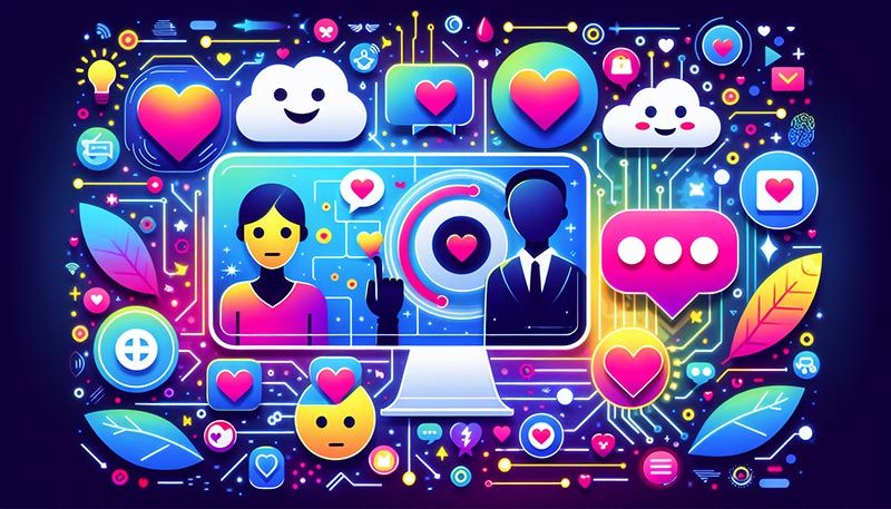 An illustration of various applications of emotion detection technology in voice AI, including virtual assistants and mental health monitoring.