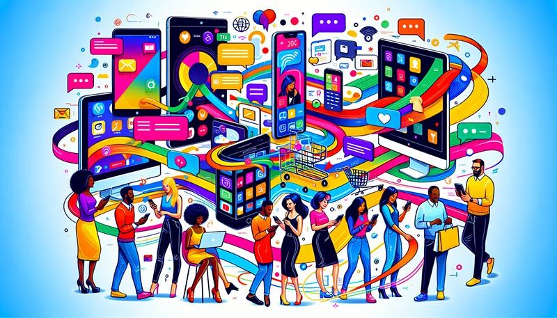 An illustration showing seamless multi-channel customer experiences.