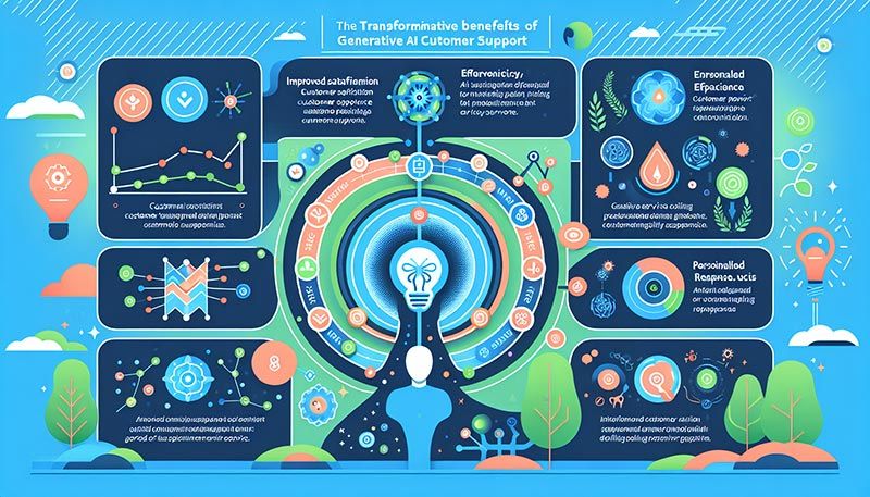 An infographic illustrating the key benefits of generative AI for customer support.