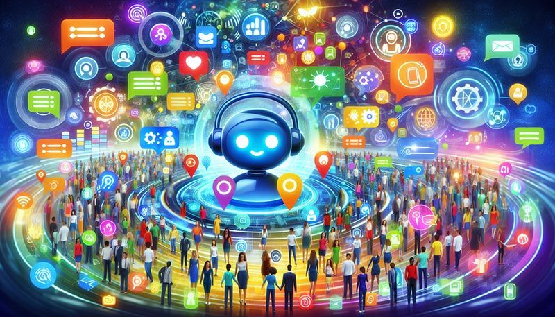 Illustration of automated customer interactions through AI technologies.