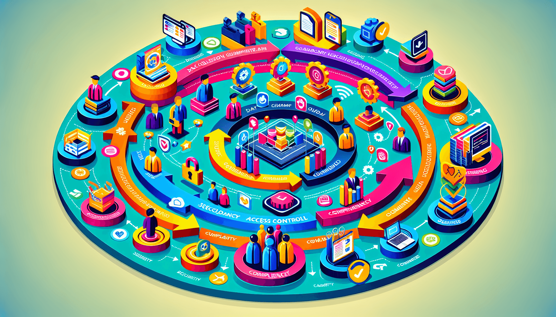 An illustration showing the implementation of a data governance strategy.