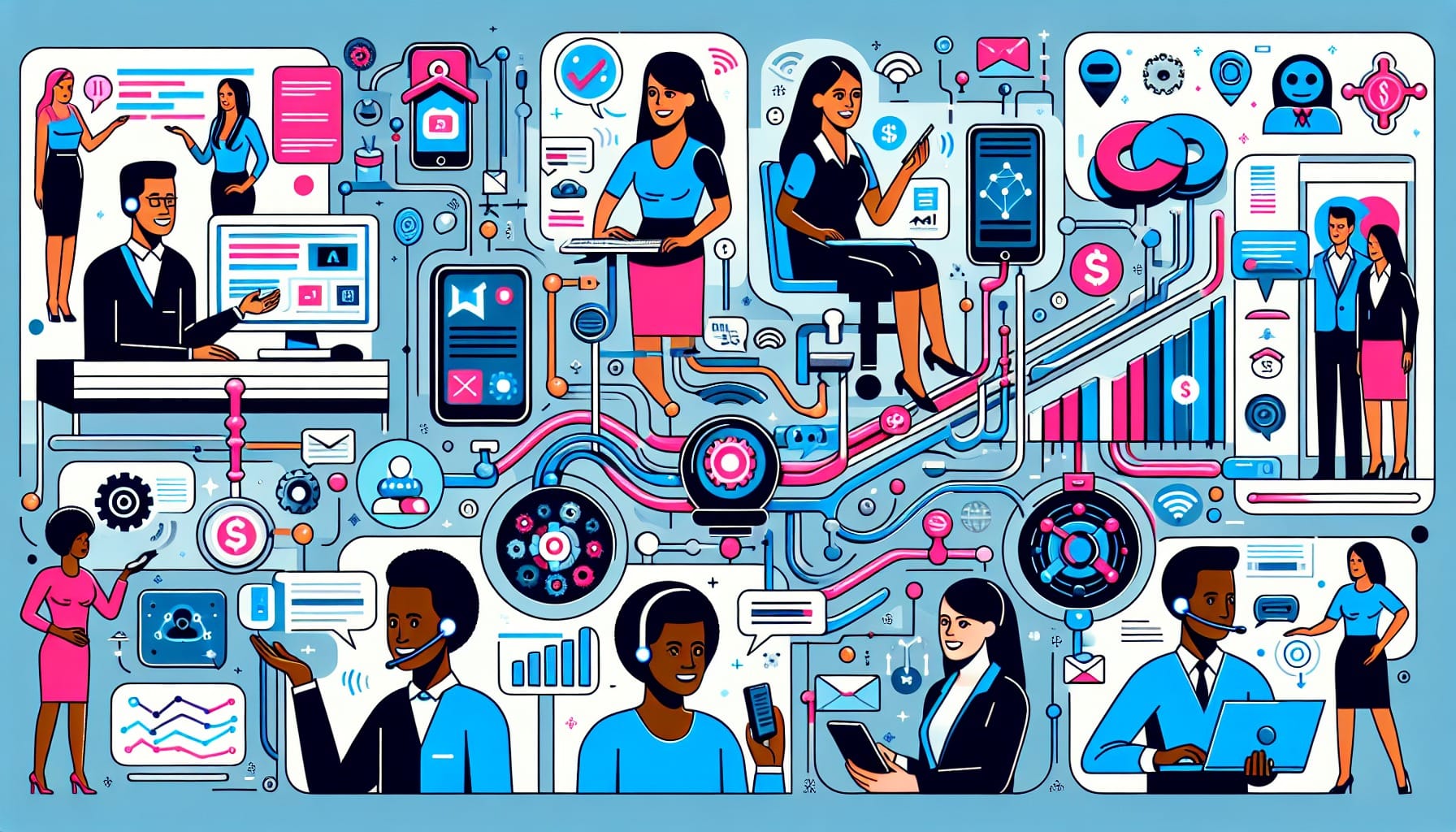 Visual representation of real-world applications of AI agent assist tools.