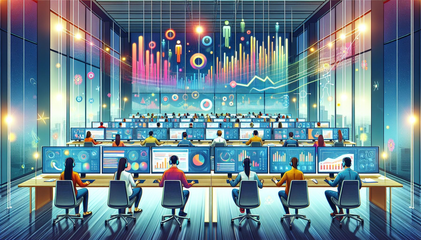 Illustration depicting the concept of mastering contact center performance analytics to enhance customer satisfaction.
