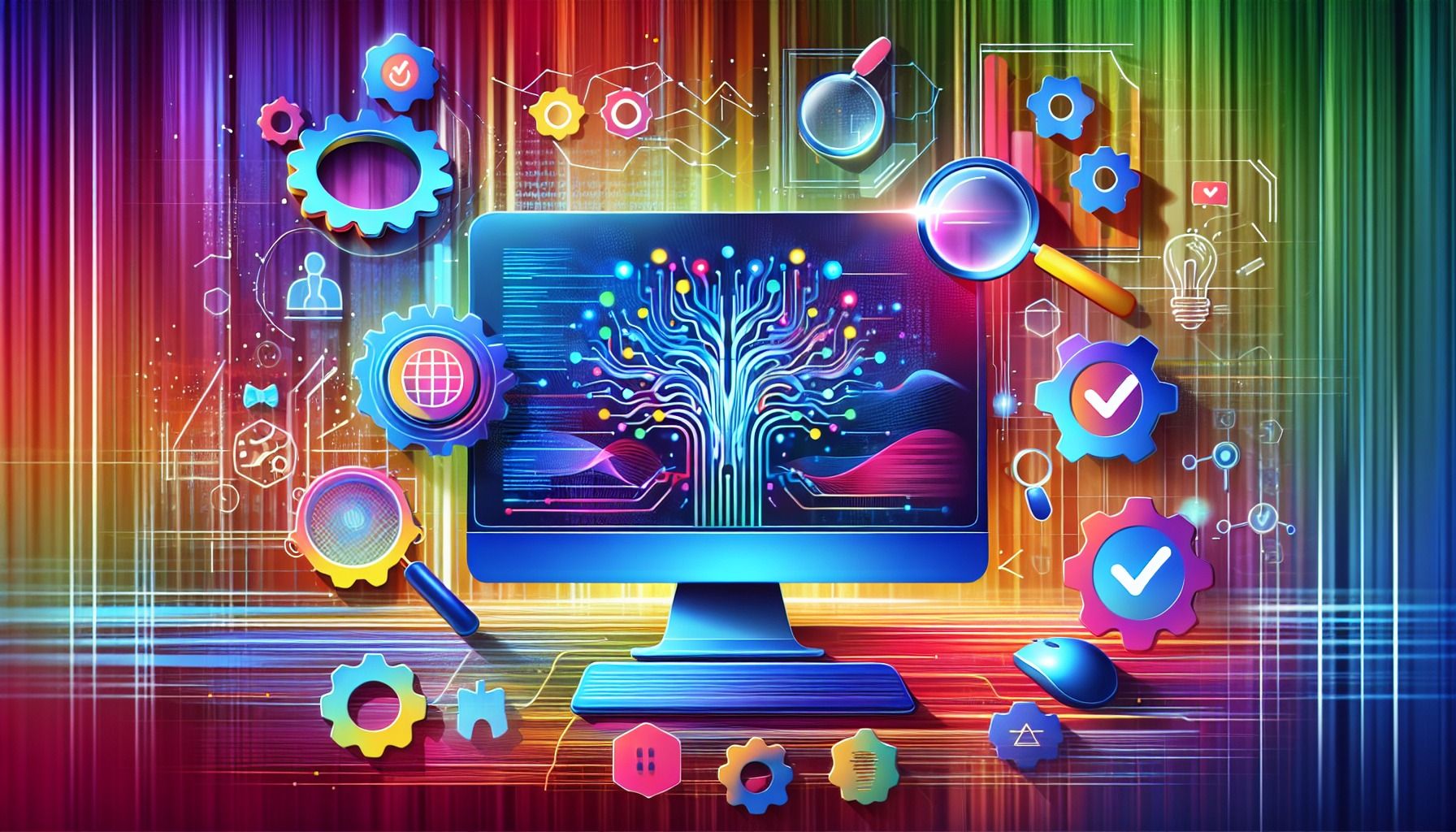 An illustration depicting the integration of AI in quality assurance processes.