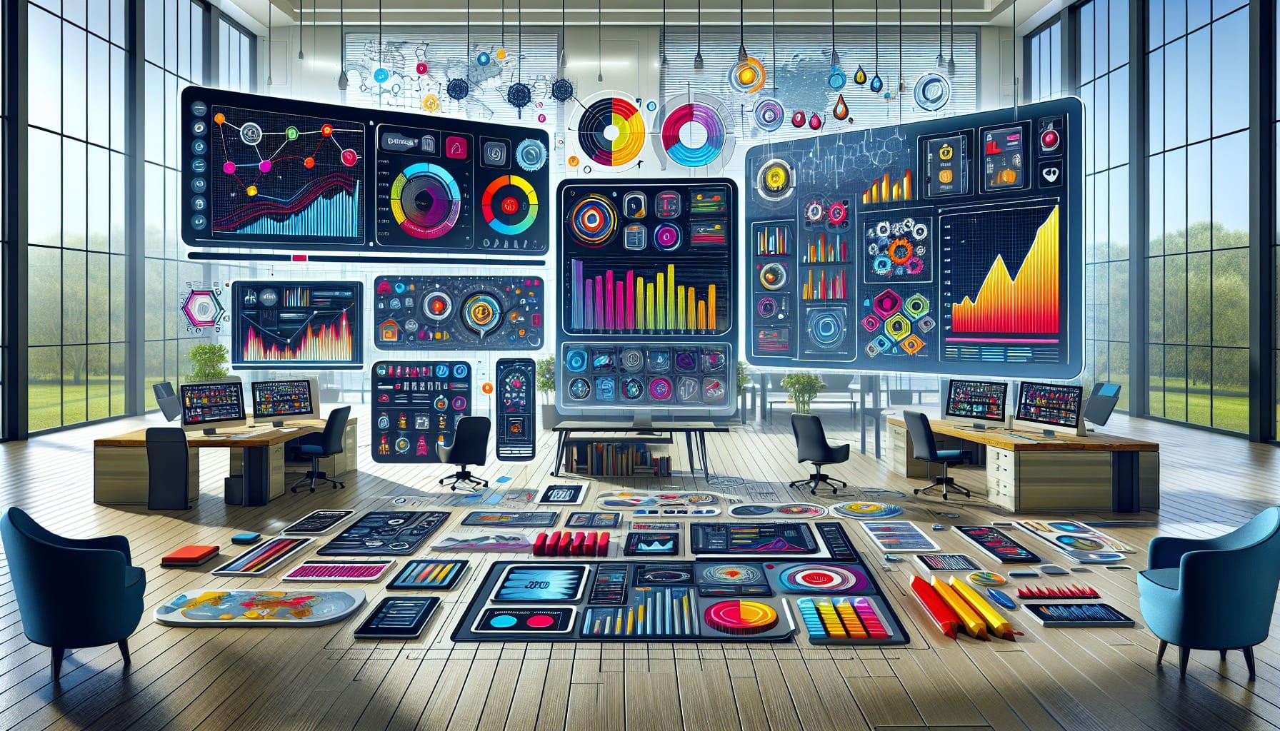 An illustration of tools and technologies used for real-time customer insights, including software and analytics.
