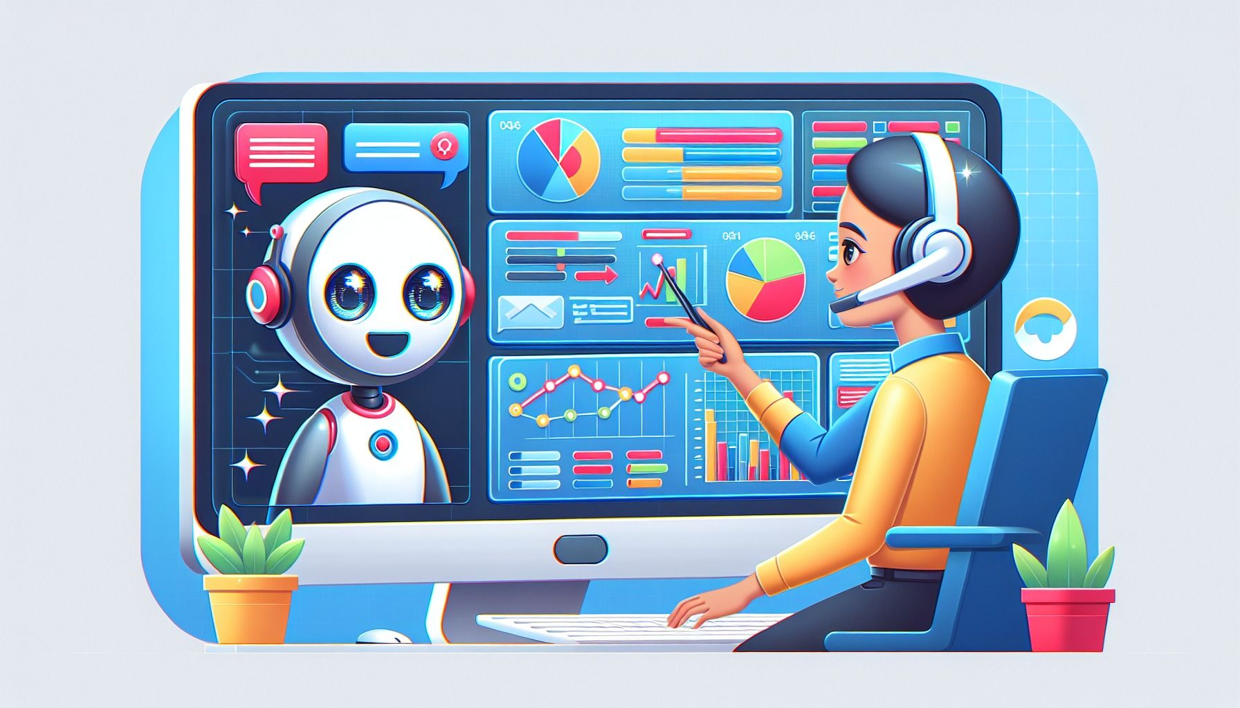 An illustration of an AI agent assist system enhancing agent productivity.