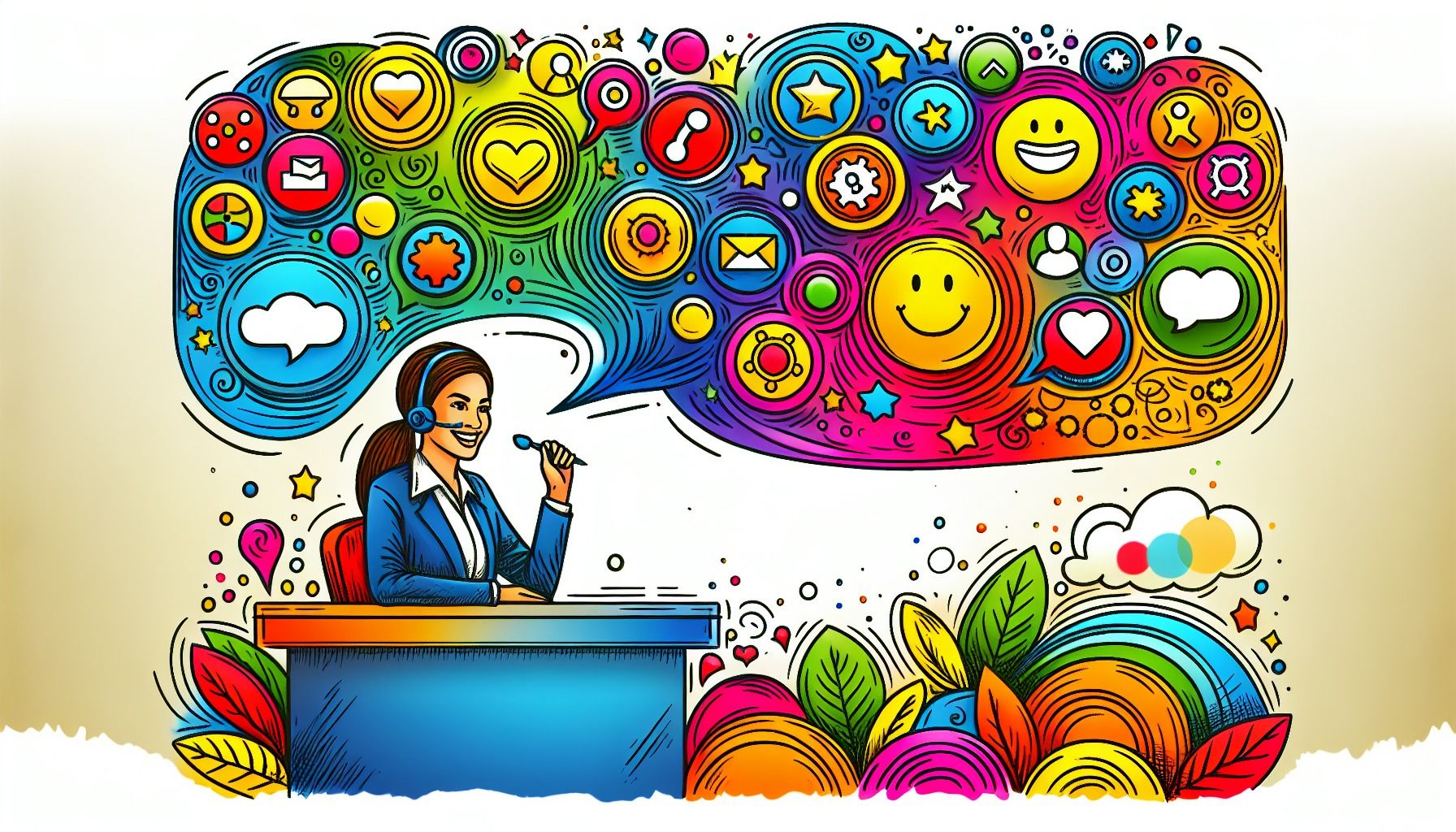 An illustration showing improved customer experience through AI insights.